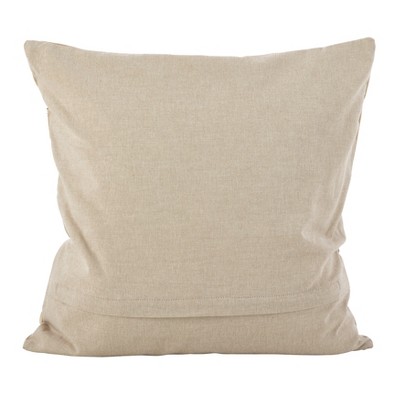 Embroidered Floral Beaded Cotton Throw Pillow, 18" Multi-Color