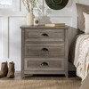 Vynxaria Transitional Farmhouse 3-Drawer Nightstand - Grey Wash, Telescoping Metal Glides, Framed Faces, Powder-Coated Steel Cup Handles, MDF/Laminate - 3 of 4