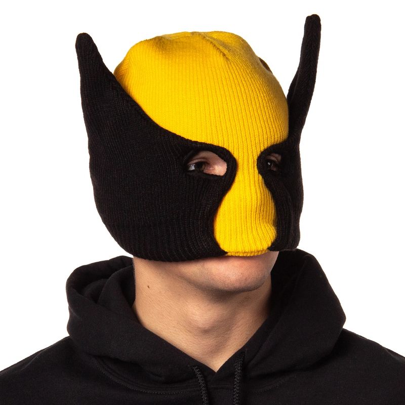 Marvel Wolverine Beanie X-Men Costume Character Mask Cuff Knit Beanie Hat Multicoloured, 1 of 6