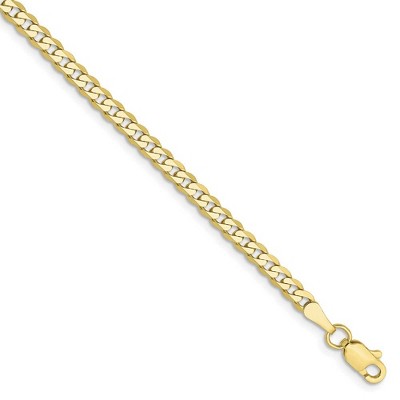 Black Bow Jewelry 2.9mm 10k Yellow Gold Flat Beveled Curb Chain Bracelet