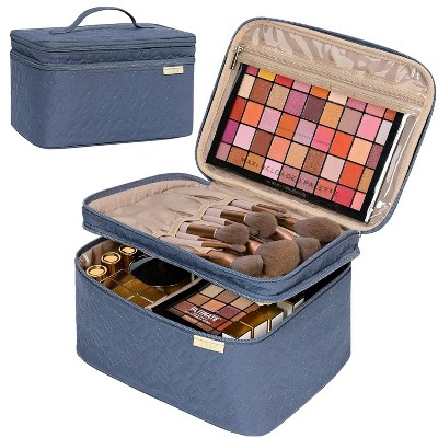 Paaaawaters Large Double Layer Travel Makeup Bag Women, Cosmetic Case, Organizer for Travel-Size Accessories Bottles