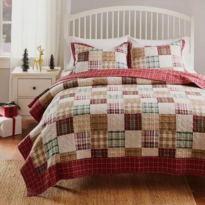 Oxford King Red Cotton Reversible Quilt Set