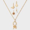 14K Gold Dipped Cubic Zirconia Pendant Charm Necklace Set 5pc - A New Day™ Gold - 3 of 4