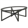 RISOKEYS Modern Simple Glass Coffee Table - Round Tempered Glass Top Coffee Table with Solid Wood Base for Living Room, Office and Reception - Black - 4 of 4