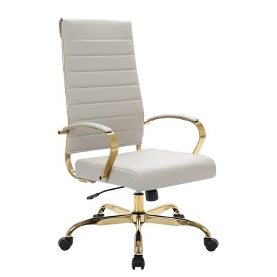 LeisureMod Benmar High-Back Leather Office Chair with Swivel, Tilt, and Adjustable Height