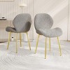 SEVOBAL Dining Chairs Set of 2 Modern Minimalist Teddy Velvet Chairs with Gold Metal Legs and Comfortable Backrest, Gray, 20.4"*15.51"*33.27" - 2 of 4