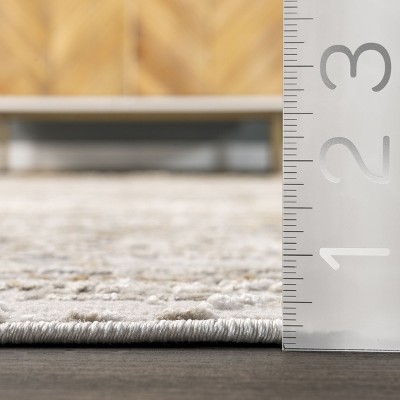 Elegant Faded Medallion 4' x 6' Beige Synthetic Area Rug