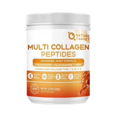 Multi Hydrolyzed Collagen Peptides Powder  for Women Men with MSM + GC, Type I II III V X Collagen for Skin Hair & Nail & Joint Support- 35 Servings