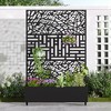 Wooakway 72"H Metal Planter Box with Trellis Raised Garden Bed with Arbor Privacy Screen with Wheels - 3 of 4