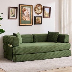 5-in-1 Convertible Sofa Bed, Modular Corduroy Sleeper Couch with Sturdy Frame, Futon for Living Room, Guest Room - 1 of 4