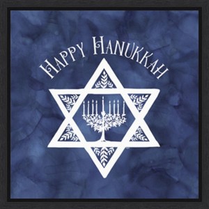 Amanti Art Festival of Lights blue III-Happy Hanukkah by Tara Reed Canvas Wall Art Print Framed 16 x 16-in. - 1 of 4