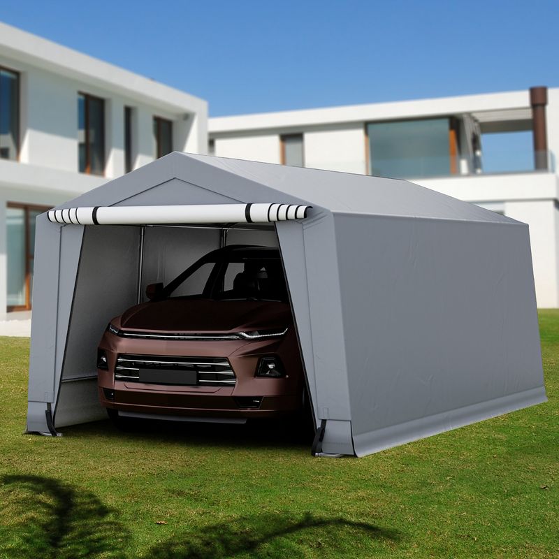 Costway 10' x 16'\10.2' X 20.4'  Heavy-Duty Carport Car Canopy Shelter Outdoor Portable Garage Door, 2 of 9