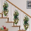 Puleo 28" Pre-Lit Battery-Operated Green Ribbon Banister Swag - 2 of 4