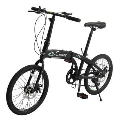 VisioGear 20-Inch Foldable Commuter Bicycle, 7-Speed Road Bike for Kids and Adults, Black, 33.86"*14.17"*24.8"