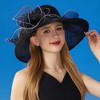 Anna-Kaci Women's Wide Brim Organza Dress Hat with Sheer Ribbon Floral Design for Formal Events and Sun Protection - 2 of 4