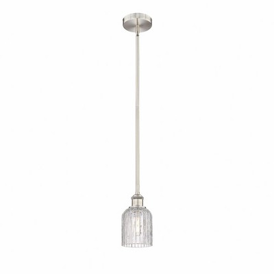 Bridal Veil - 1 Light Stem Hung Mini Pendant In Art Deco Style-8.5 Inches Tall and 5 Inches Wide
