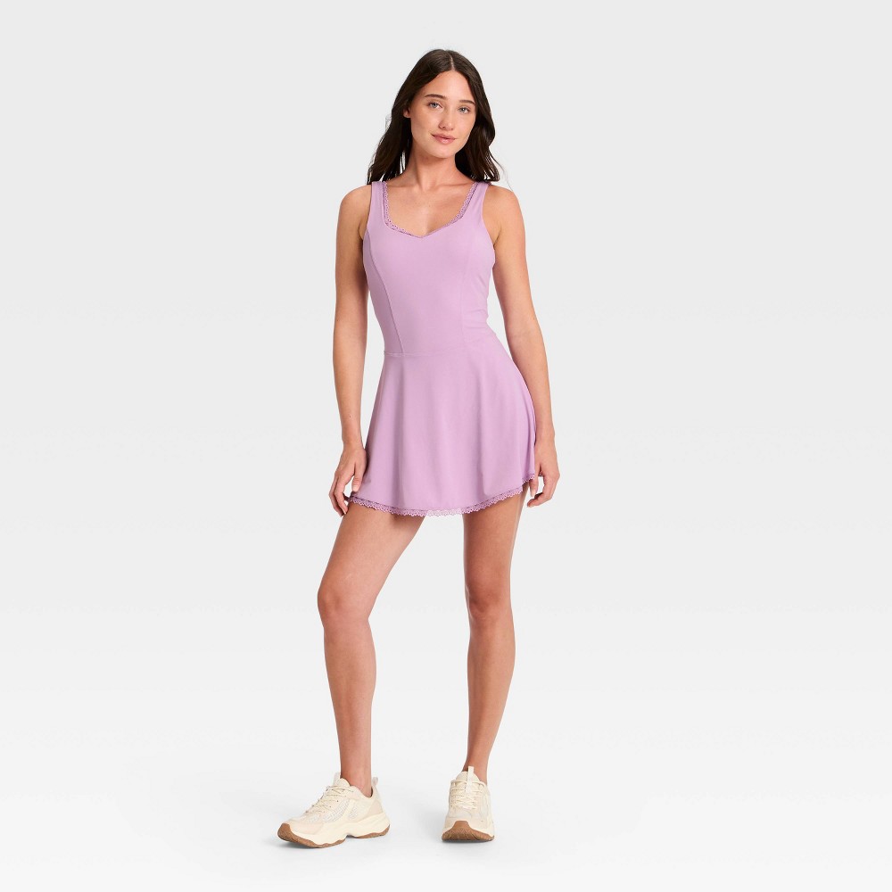 Lavender Lace Trim Active Dress