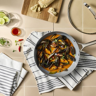 12 Aluminum Ceramic Fry Pan with Cover Dark Gray - Figmint™