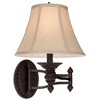 Barnes and Ivy Vintage Rustic Swing Arm Wall Lamps Set of 2 Bronze Plug-In Light Fixture Beige Bell Shade for Bedroom Bedside Living Room - 4 of 4