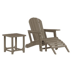 WestinTrends Azura 3-Piece HDPE Plastic Adirondack Patio Chairs With 18" Square Side Table Set - 1 of 4