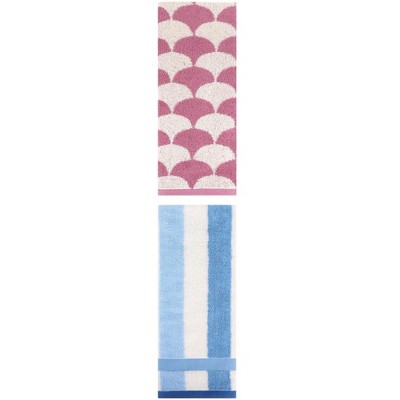 REGALWOVEN Geometric Cotton Soft Absorbent Decorative Hand Towel Set for Bathroom 13" x 29" 2 Pcs