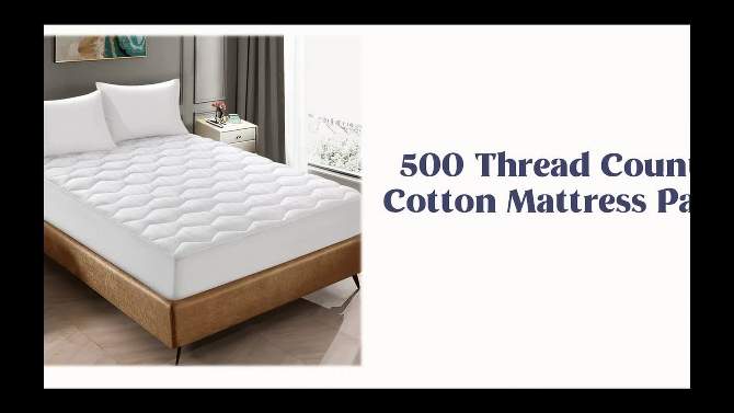 Peace Nest White 500 Thread Count Down Alternative Mattress Pad, 2 of 8, play video