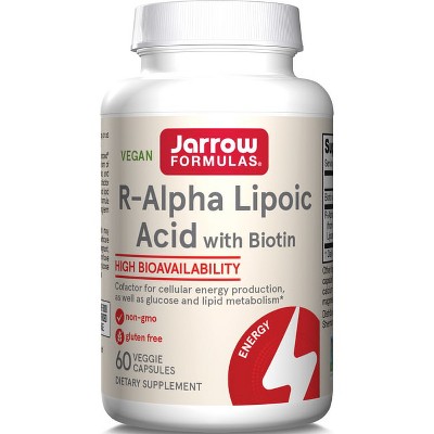 Jarrow Formulas, Inc. Vegan R-Alpha Lipoic Acid with Biotin 60 Veg Capsules.