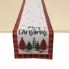 Unique Bargains Christmas Table Runner Plaid Border Christmas Tree Polyester Red White Black 71x14 Inch 1 Pc - 4 of 4