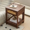 Airsurfer PE Rattan End Table with Drawer, Modern Side Table for Bedroom & Living Room, Walnut Finish - 3 of 4