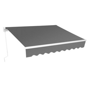 12ft x 10ft Charcoal Gray Retractable Patio Awning - UV and water resistant durable aluminum frame with manual crank handle - 1 of 4