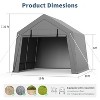 Portable Carport Storage Shed with Roll-up Zipper Door, Heavy Duty Waterproof Tarp, Storage for Motorcycle, Bike, Garden Tools, Gray - 2 of 4