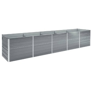 vidaXL Raised Garden Bed Galvanized Steel Outdoor Planter Gray - 1 of 4