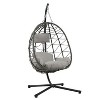 CAVINAS Wicker Outdoor Swing Chair with Cushion and Headrest,Porch Swing with Stand for Bedroom,Garden,Courtyard - 2 of 4