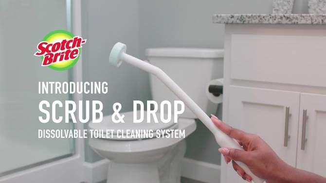 Scotch-Brite Scrub &#38; Drop Dissolvable Toilet Bowl Cleaning System - 1 Wand &#38; Stand and 4 Dissolvable Refill Tablets, 2 of 16, play video
