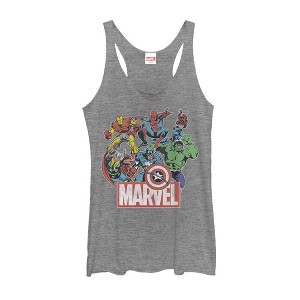 Women's Marvel Classic Hero Collage Racerback Tank Top - 1 of 3