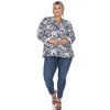 Womens Plus Pleated Long Sleeve Floral Print Blouse - White Mark - 4 of 4