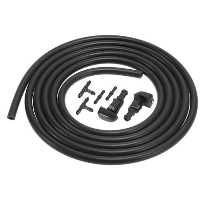 Unique Bargains Front Windshield Washer Nozzle Sprayer Kit for Ford F150 Flex Freestyle with Hose Connector - Black Pack of 2
