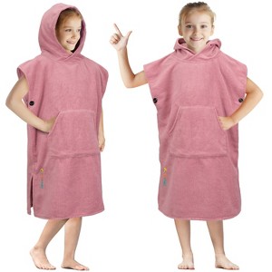 SUN CUBE Kids Changing Robe Surf Beach Towels, Quick Dry Wearable Towel Hood Pocket, Wetsuit Changing Cape for Toddler Boys Girls Teen 3-12 - 1 of 4