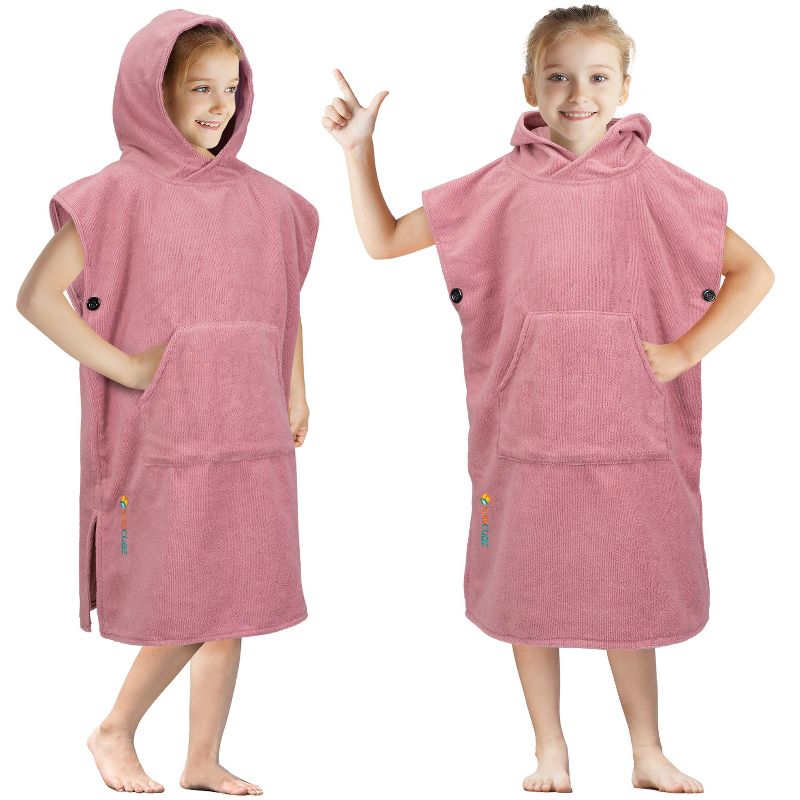 SUN CUBE Kids Changing Robe Surf Beach Towels, Quick Dry Wearable Towel Hood Pocket, Wetsuit Changing Cape for Toddler Boys Girls 3-8, 1 of 8