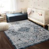 Vintage Rug Soft  Non Slip Plush Carpet Low Pile Stain Resistant Floor Cover Oriental Accent  Rug for Living Room Bedroom Nursery,Blue/5'3"x7'3" - 4 of 4