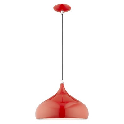Livex Lighting Metal Shade 1 - Light Pendant in  Shiny Red