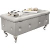 Hooseng End of Bed Storage Bench Safety,  PU Storage Bench with Button Tufted, Storage Ottoman Bench with Flipping Lid and Storage - 2 of 4