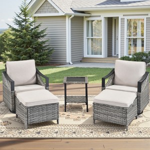 Buenhomino Outdoor Patio Furniture Sets, All-Weather PE Wicker Seating with Swivel Chairs, Sofas, Ottomans & Tables for Garden, Deck & Porch - 1 of 4