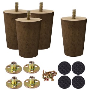 Unique Bargains Wood Furniture Sofa Dresser Legs Round Mid-Century Modern Replacement Feet Set of 4 - 1 of 4