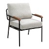 VYNXARIA Modern Accent Chair with Natural Wood Armrests and Black Metal Frame, Light Beige Upholstered Seat and Backrest,Set of 1 ,Beige - 3 of 4
