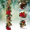 6FT Christmas Garland,Artificial Christmas Garland with Pine Cones Poinsettia,Cordless Xmas Garland for Fireplace Mantle Stairecase - 3 of 4