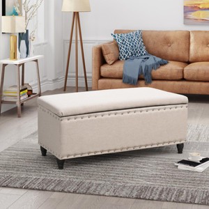 Contemporary Upholstered Storage Ottoman Bench with Nailhead Trim and Hidden Compartment for Living Room – 3irtyhousy - 1 of 4