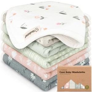 6-Pack Cami Baby Washcloths for Newborn, Organic Cotton Face Wash Cloths for Babies, Soft & Absorbent Baby Bath Towels - 1 of 4