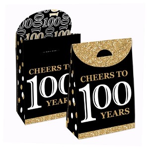 Big Dot of Happiness Adult 100th Birthday - Gold - Birthday Gift Favor Bags - Party Goodie Boxes - Set of 12 - 1 of 4