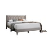 Royal Hampton Queen Size Bed, Geometric Stitched Light Brown Burlap Upholstery - 4 of 4